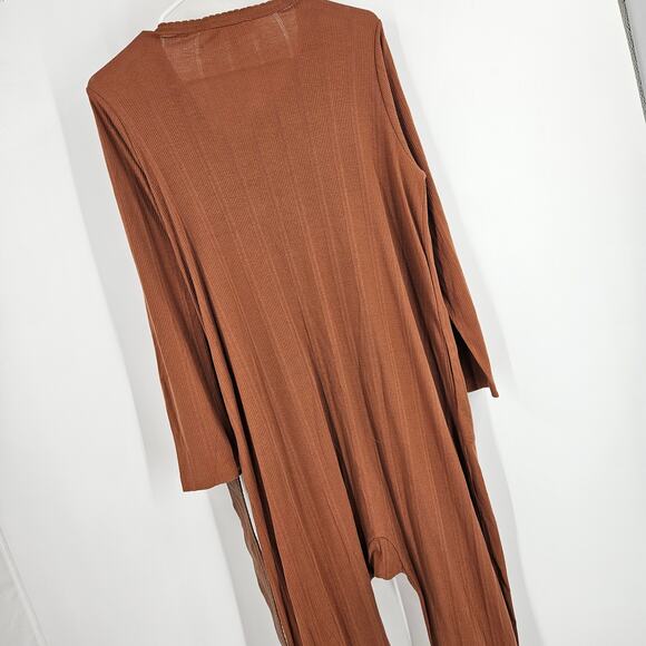 The Great Sleep Bodysuit Jumpsuit Waffle Knit Orange Rust Belted V-neck Size 1 - Picture 4 of 8